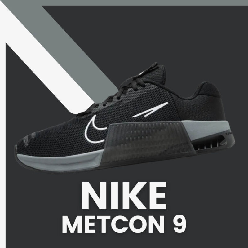 Nike Metcon 9, crna patika za trening sa sivim đonom i ojačanjem na peti