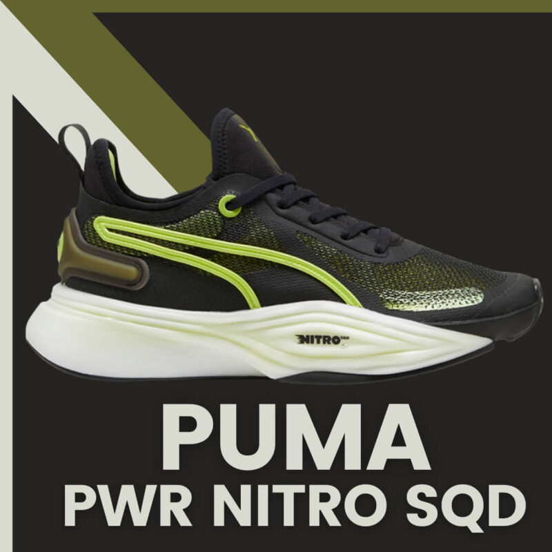 Puma PWR Nitro SQD patike za trening sa detaljima u limeta zelenoj, najbolje patike za teretanu koje kombinuju agilnost i brzinu reakcije